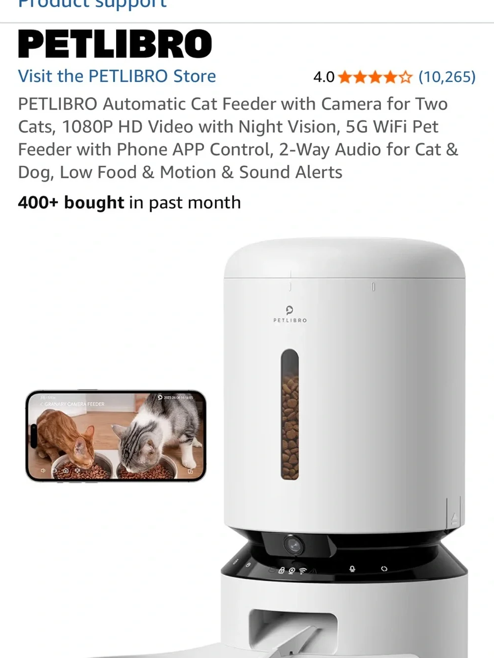 Petlibro automatic Pet Feeder with camera - White